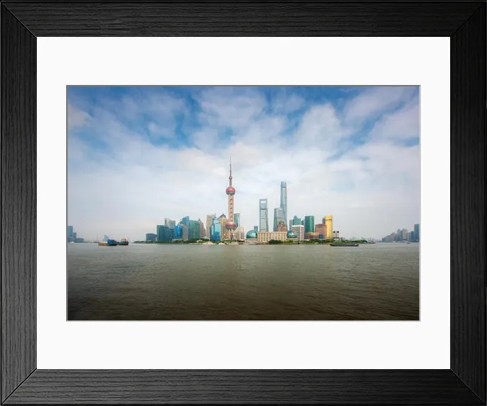Framed Print : Shanghai lujiazui finance and business district trade zone skyline with cruise ship, Shanghai China Framed Print : Shanghai lujiazui finance and business district trade zone skyline with cruise ship, Shanghai China