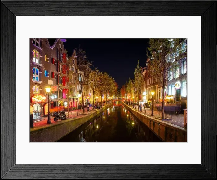 Framed Print : Red light district in Amsterdam, Netherlands at night. Nightlife in in Amsterdam, Netherlands Framed Print : Red light district in Amsterdam, Netherlands at night. Nightlife in in Amsterdam, Netherlands