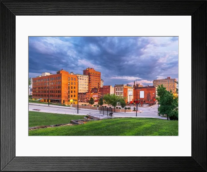 Framed Print : Youngstown, Ohio, USA downtown park and townscape at twilight Framed Print : Youngstown, Ohio, USA downtown park and townscape at twilight