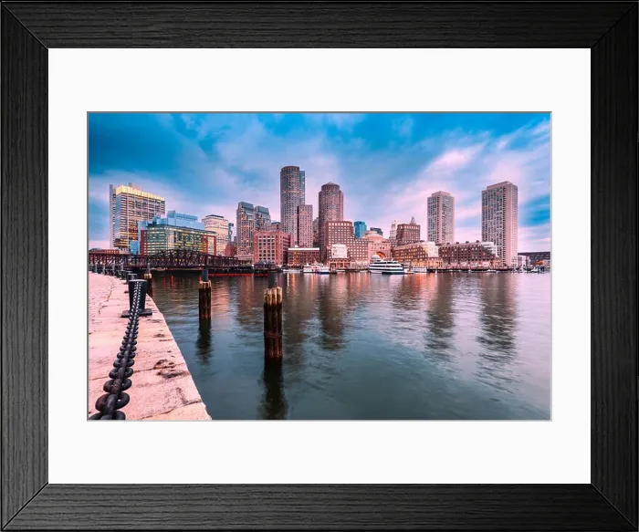 Framed Print : Boston, Massachusetts, USA city skyline at the harbor Framed Print : Boston, Massachusetts, USA city skyline at the harbor
