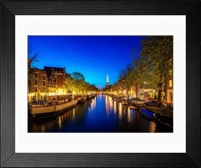 Framed Print : Canals of Amsterdam at night in Netherlands. Amsterdam is the capital and most populous city of the Netherlands Framed Print : Canals of Amsterdam at night in Netherlands. Amsterdam is the capital and most populous city of the Netherlands