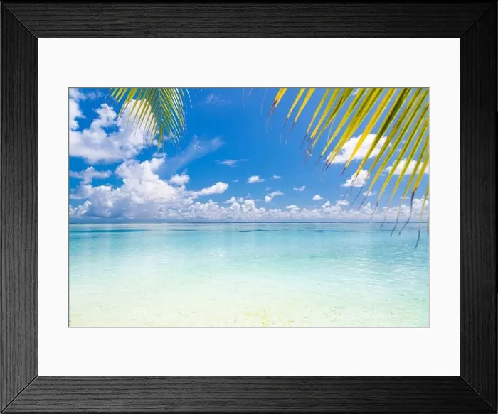 Framed Print : Beautiful beach with palm trees and moody sky. Summer vacation travel holiday background concept. paradise beach. Luxury travel summer holiday Framed Print : Beautiful beach with palm trees and moody sky. Summer vacation travel holiday background concept. paradise beach. Luxury travel summer holiday