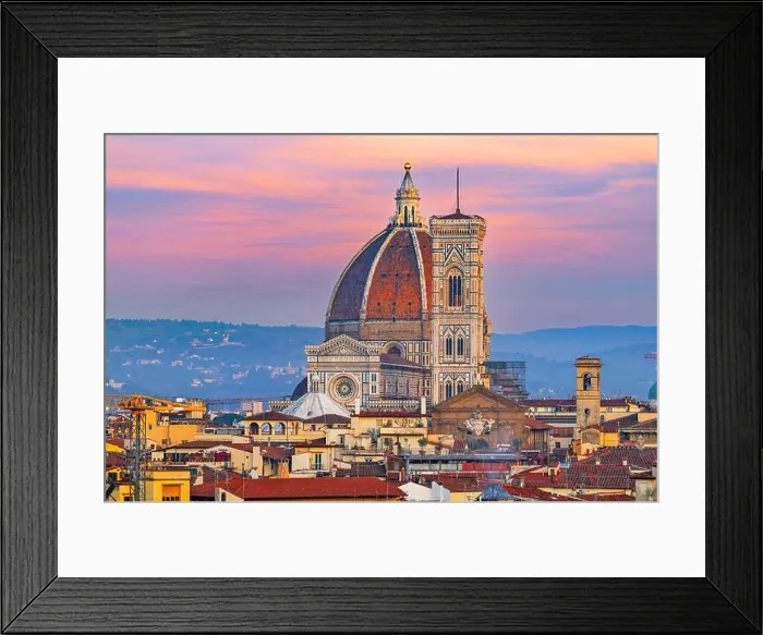 Framed Print : Florence, Italy skyline with landmark buildings of the Duomo at dusk Framed Print : Florence, Italy skyline with landmark buildings of the Duomo at dusk