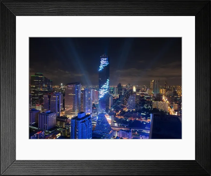 Framed Print : Light and sound show on Mahanakhon building, Mahanakhon building is tallest building in Bangkok, Thailand Framed Print : Light and sound show on Mahanakhon building, Mahanakhon building is tallest building in Bangkok, Thailand