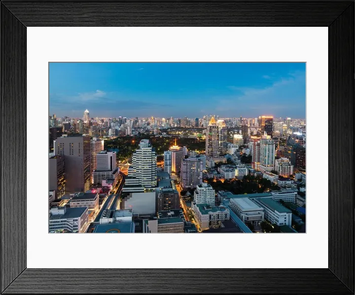 Framed Print : Bangkok night view with skyscraper in business district in Bangkok Thailand Framed Print : Bangkok night view with skyscraper in business district in Bangkok Thailand