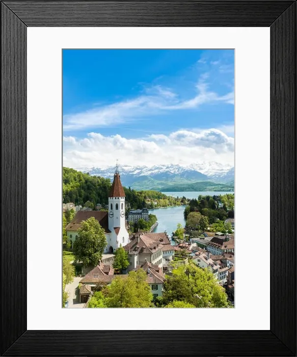 Framed Print : The historic city of Thun, in the canton of Bern in Switzerland. Beuatiful landscape in witzerland Framed Print : The historic city of Thun, in the canton of Bern in Switzerland. Beuatiful landscape in witzerland