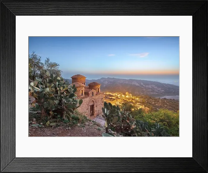 Framed Print : Stilo, Italy with the Byzantine Church at dusk Framed Print : Stilo, Italy with the Byzantine Church at dusk