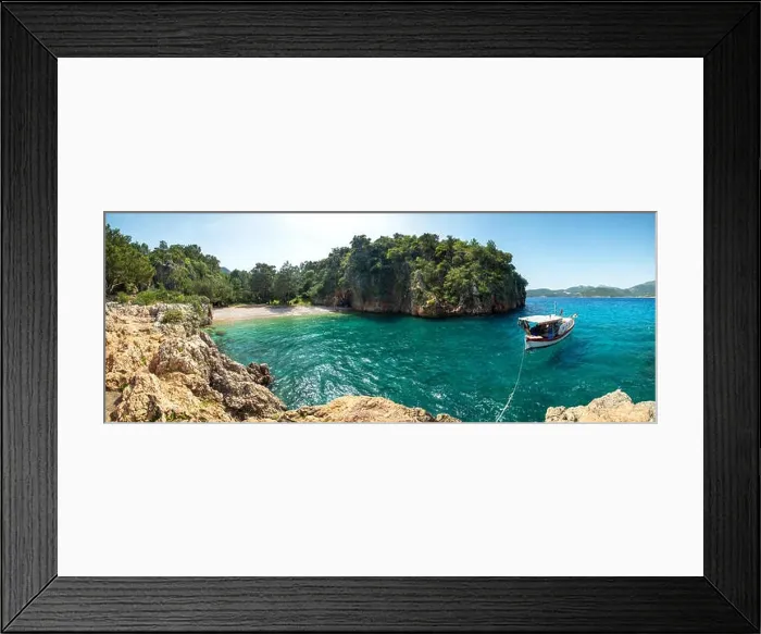 Framed Print : amazing lagoon with alone boat Framed Print : amazing lagoon with alone boat