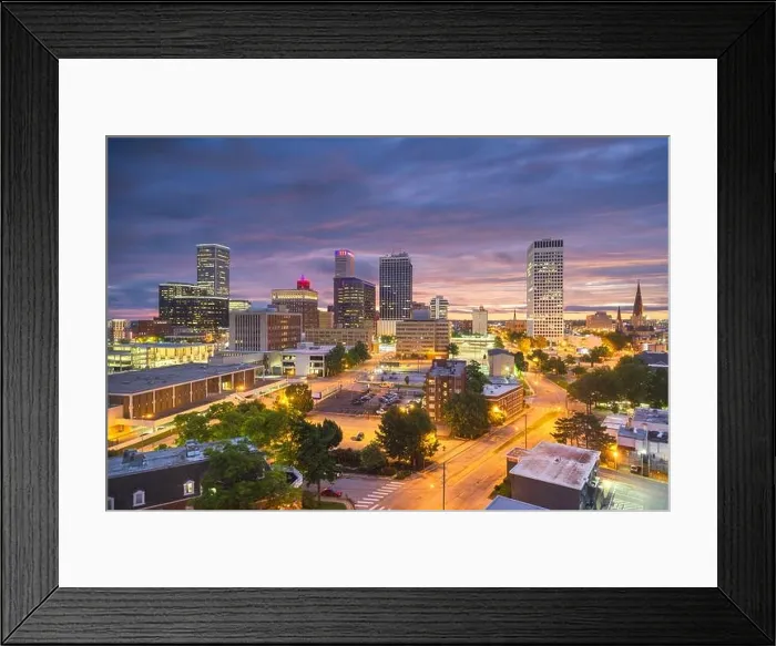 Framed Print : Tulsa, Oklahoma, USA downtown city skyline at twilight Framed Print : Tulsa, Oklahoma, USA downtown city skyline at twilight