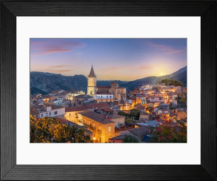 Framed Print : Novara di Sicilia, Italy village on the island of Sicily at dawn Framed Print : Novara di Sicilia, Italy village on the island of Sicily at dawn