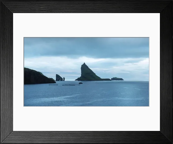 Framed Print : Dramatic view on Drangarnir and Tindholmur sea stacks in Atlantic ocean, Faroe Islands. Landscape photography Framed Print : Dramatic view on Drangarnir and Tindholmur sea stacks in Atlantic ocean, Faroe Islands. Landscape photography