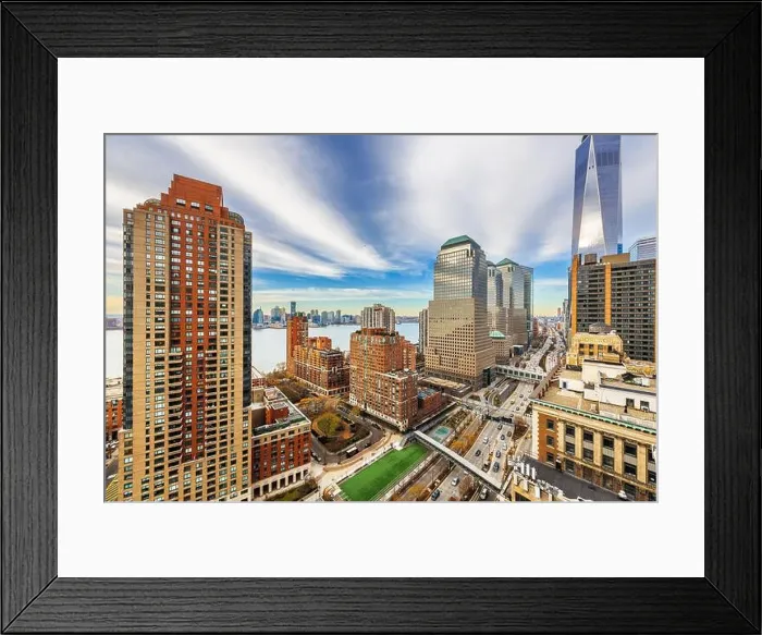 Framed Print : New York, New York, USA financial district cityscape over the West Side Highway in the afternoon Framed Print : New York, New York, USA financial district cityscape over the West Side Highway in the afternoon