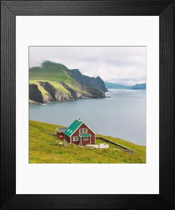 Framed Print : Lighthouse keeper's house on the Mykines island, Faroe islands, Denmark. Landscape photography Framed Print : Lighthouse keeper's house on the Mykines island, Faroe islands, Denmark. Landscape photography