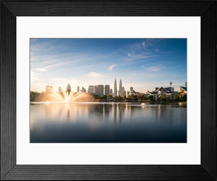 Framed Print : Kuala Lumpur city skyscraper and fountation with nice sky morning at Titiwangsa Park in Kuala Lumpur. Malaysia. Travel and Vacation concept Framed Print : Kuala Lumpur city skyscraper and fountation with nice sky morning at Titiwangsa Park in Kuala Lumpur. Malaysia. Travel and Vacation concept