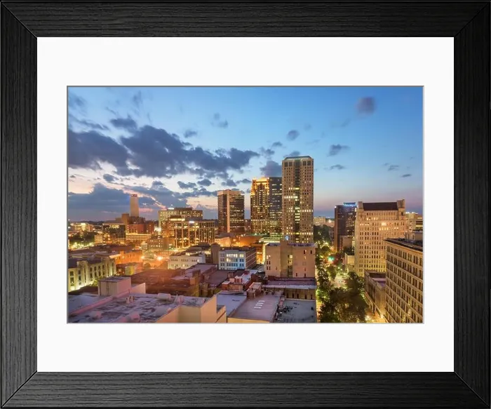 Framed Print : Birmingham, Alabama, USA skyline over downtown at dusk Framed Print : Birmingham, Alabama, USA skyline over downtown at dusk