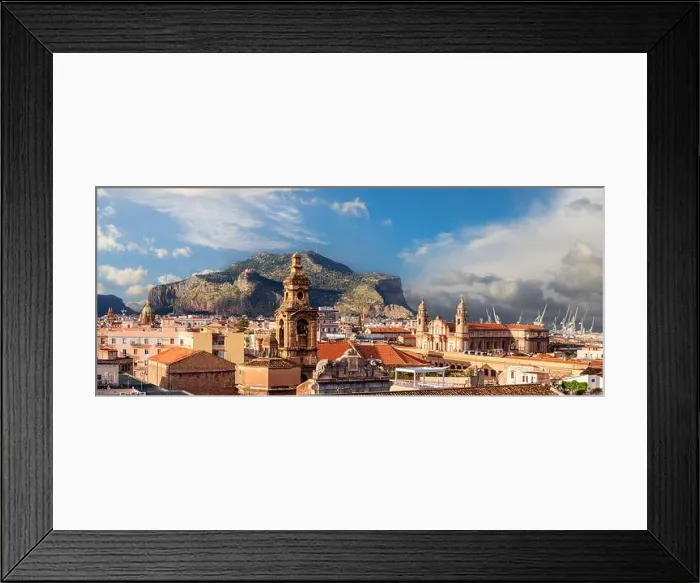 Framed Print : Palermo, Italy with landmark buildings towards Monte Pellegrino Framed Print : Palermo, Italy with landmark buildings towards Monte Pellegrino