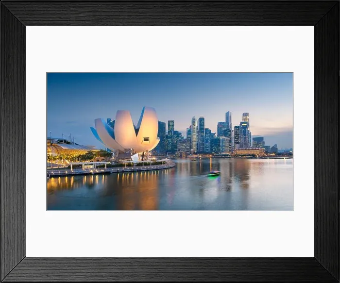 Framed Print : Singapore skyline at the Marina during twilight Framed Print : Singapore skyline at the Marina during twilight