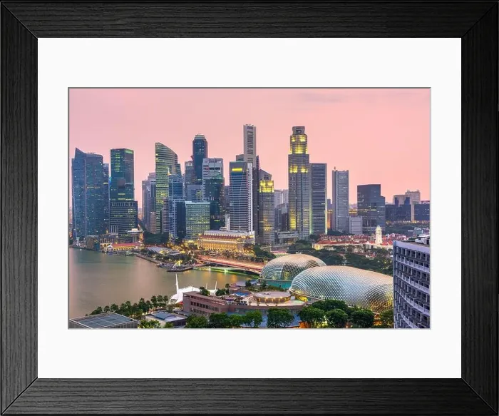 Framed Print : Singapore Financial District skyline at dusk