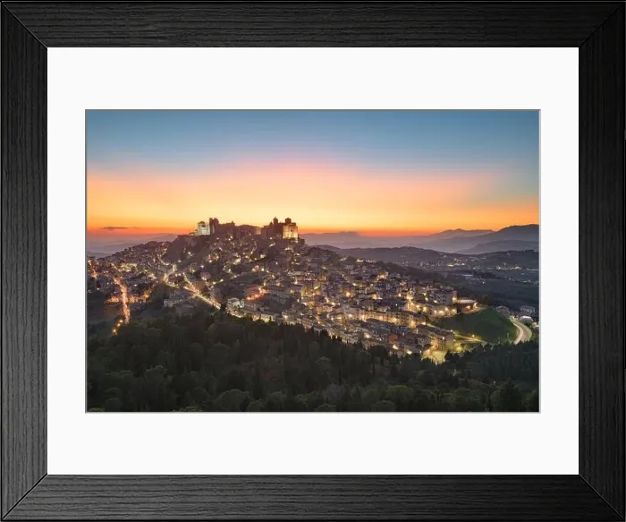 Framed Print : Troina, Sicily, Italy hilltop townscape at dusk Framed Print : Troina, Sicily, Italy hilltop townscape at dusk