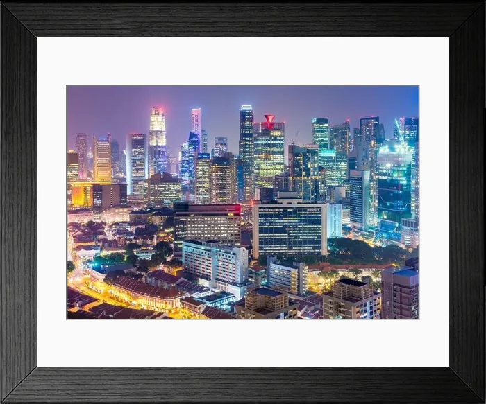 Framed Print : Singapore Financial District skyline at night Framed Print : Singapore Financial District skyline at night