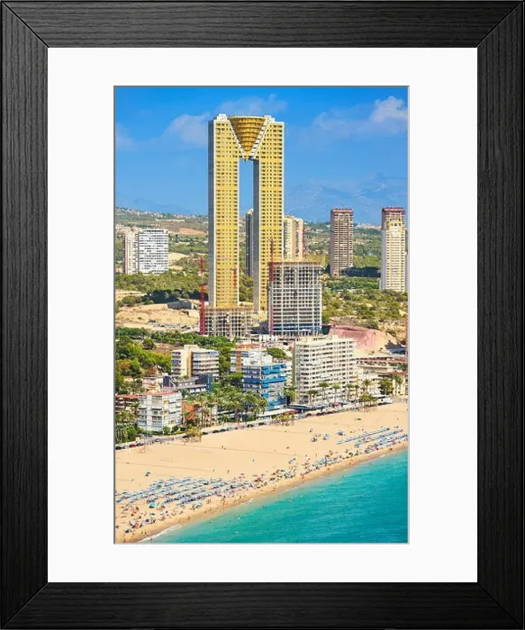 Framed Print : Spain - Benidorm modern architecture and resort beach Framed Print : Spain - Benidorm modern architecture and resort beach