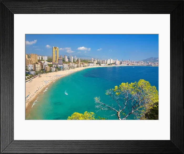 Framed Print : Spain - aerial landscape view of Benidorm city Framed Print : Spain - aerial landscape view of Benidorm city