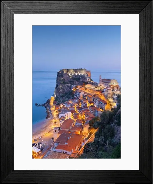Framed Print : Scilla, Italy on the Mediterranean coast at twilight Framed Print : Scilla, Italy on the Mediterranean coast at twilight