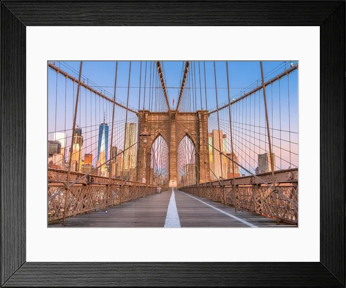Framed Print : Brooklyn Bridge Promenade with the New York City skyline Framed Print : Brooklyn Bridge Promenade with the New York City skyline