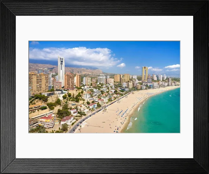 Framed Print : Aerial view of Benidorm Beach, Spain Framed Print : Aerial view of Benidorm Beach, Spain