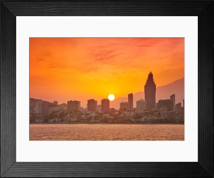 Framed Print : Spain - Benidorm skyline at sunset time