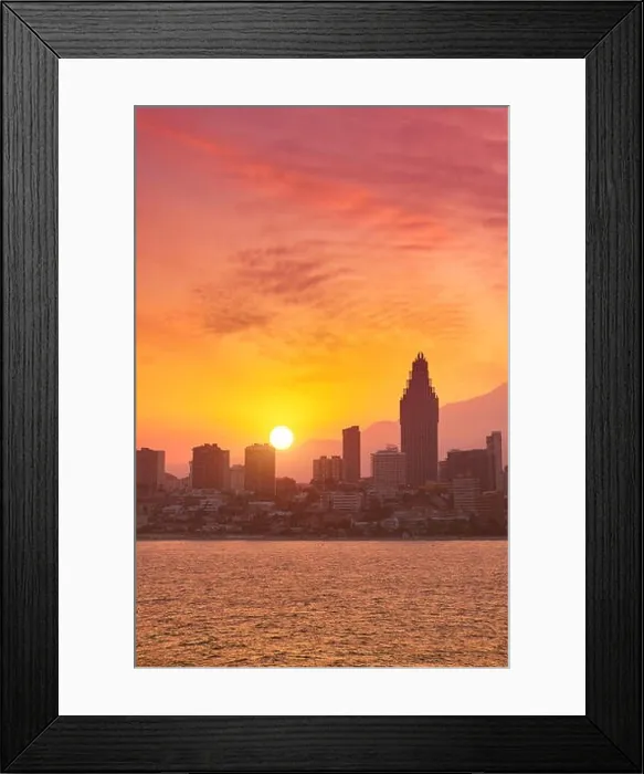 Framed Print : Benidorm skyline at sunset time, Spain Framed Print : Benidorm skyline at sunset time, Spain