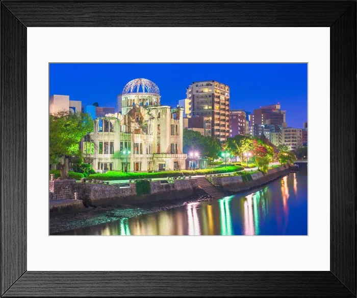 Framed Print : Hiroshima, Japan skyline and Atomic Dome at twilight on the river Framed Print : Hiroshima, Japan skyline and Atomic Dome at twilight on the river