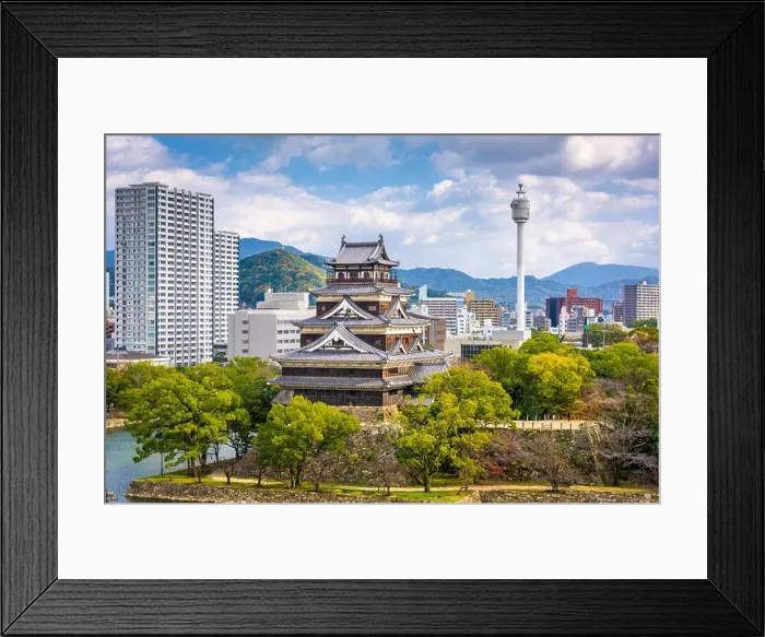 Framed Print : Hiroshima, Japan city skyline at the castle Framed Print : Hiroshima, Japan city skyline at the castle