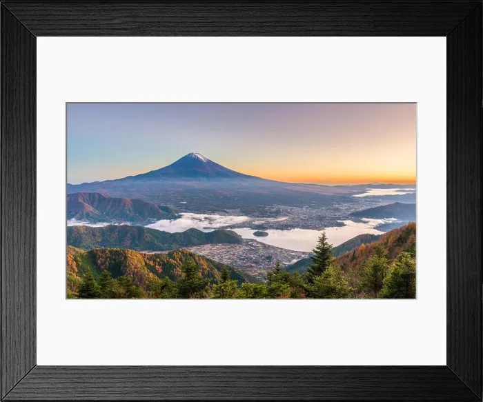 Framed Print : Mt. Fuji, Japan over Kawaguchi Lake on an autumn dawn Framed Print : Mt. Fuji, Japan over Kawaguchi Lake on an autumn dawn