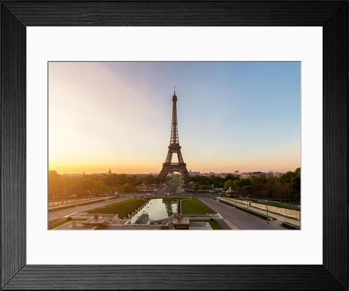 Framed Print : Sunrise in Eiffel Tower in Paris, France. Eiffel Tower is famous place in Paris, France Framed Print : Sunrise in Eiffel Tower in Paris, France. Eiffel Tower is famous place in Paris, France