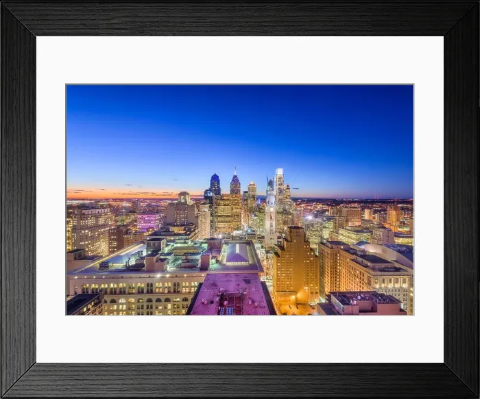 Framed Print : Philadelphia, Pennsylvania, USA downtown city skyline rooftop view at dusk Framed Print : Philadelphia, Pennsylvania, USA downtown city skyline rooftop view at dusk
