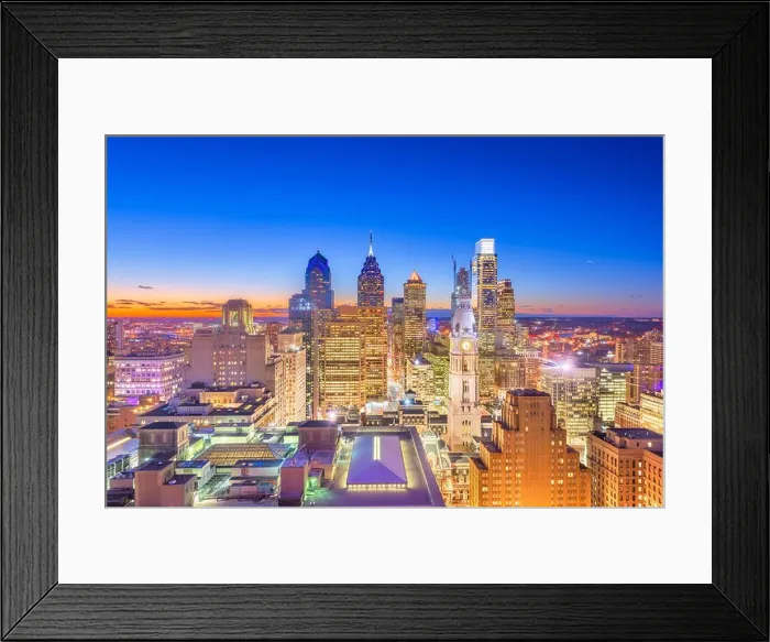 Framed Print : Philadelphia, Pennsylvania, USA downtown city skyline rooftop view at dusk Framed Print : Philadelphia, Pennsylvania, USA downtown city skyline rooftop view at dusk