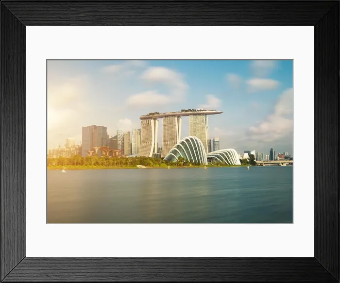 Framed Print : Singapore skyscraper building at Marina Bay in morning, Singapore Framed Print : Singapore skyscraper building at Marina Bay in morning, Singapore