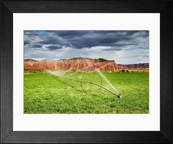 Framed Print : Irrigated agriculture in desert, farm in Utah, USA Framed Print : Irrigated agriculture in desert, farm in Utah, USA