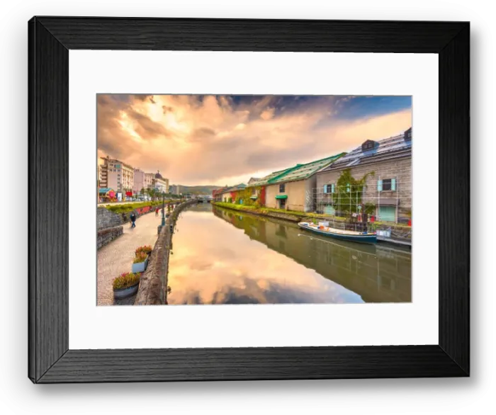 Framed Print : Historic Otaru Canals in Otaru, Hokkaido Prefecture, Japan at twilight Framed Print : Historic Otaru Canals in Otaru, Hokkaido Prefecture, Japan at twilight