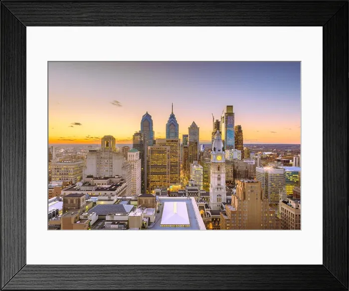 Framed Print : Philadelphia, Pennsylvania, USA downtown city skyline rooftop view at dusk Framed Print : Philadelphia, Pennsylvania, USA downtown city skyline rooftop view at dusk