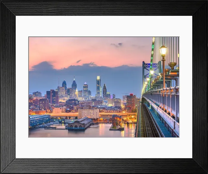 Framed Print : Philadelphia, Pennsylvania, USA downtown skyline from the Benjamin Franklin Bridge Framed Print : Philadelphia, Pennsylvania, USA downtown skyline from the Benjamin Franklin Bridge