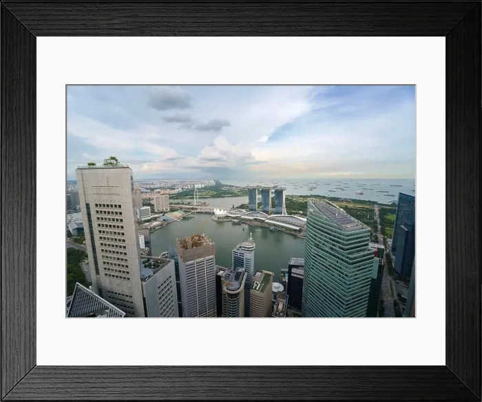 Framed Print : Aerial view of Singapore business district and city at day in Singapore, Asia Framed Print : Aerial view of Singapore business district and city at day in Singapore, Asia