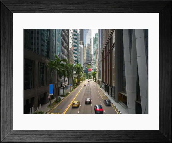 Framed Print : Street and car on traffic moving in downtown business financial district with skyscraper building in morning at Singapore Framed Print : Street and car on traffic moving in downtown business financial district with skyscraper building in morning at Singapore