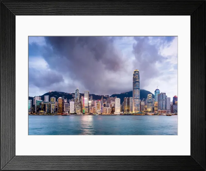 Framed Print : Hong Kong, China skyline at Victoria Harbor Framed Print : Hong Kong, China skyline at Victoria Harbor