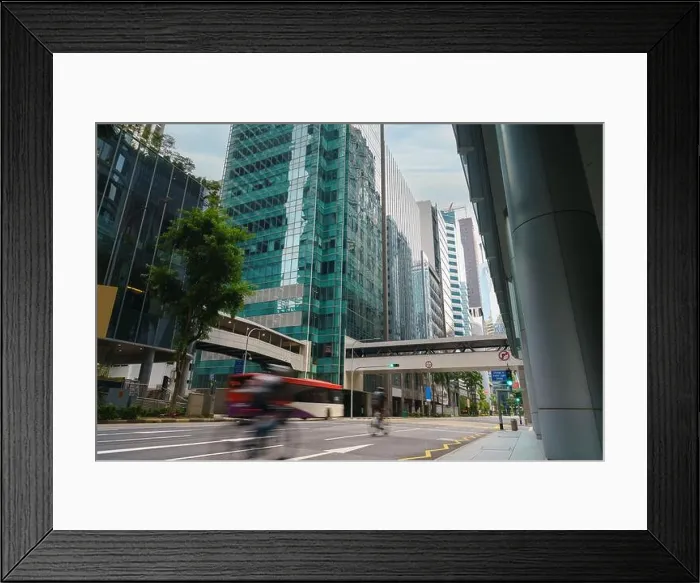 Framed Print : Street and car on traffic moving in downtown business financial district with skyscraper building in morning at Singapore Framed Print : Street and car on traffic moving in downtown business financial district with skyscraper building in morning at Singapore