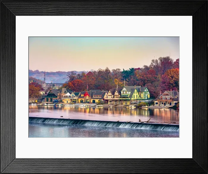 Framed Print : Philadelphia, Pennsylvania, USA dawn on the Schuylkill River at Boathouse Row Framed Print : Philadelphia, Pennsylvania, USA dawn on the Schuylkill River at Boathouse Row