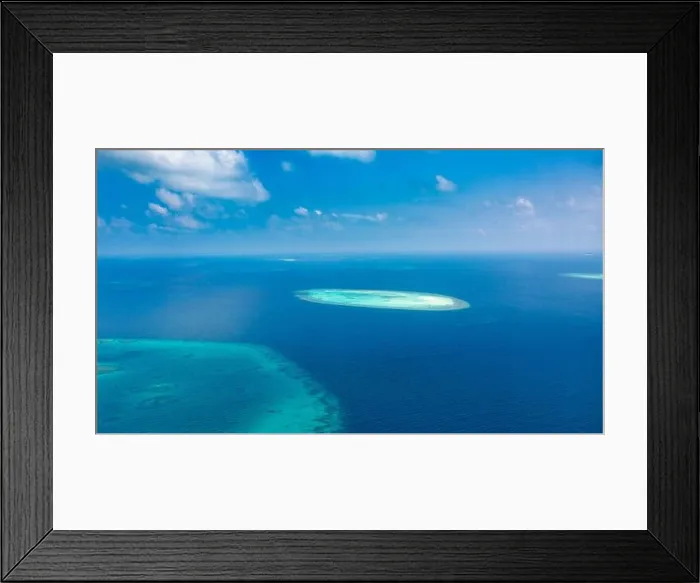Framed Print : Aerial photo of beautiful paradise Maldives tropical beach on island. Coral reef around atolls, amazing nature. Summer and travel vacation concept Framed Print : Aerial photo of beautiful paradise Maldives tropical beach on island. Coral reef around atolls, amazing nature. Summer and travel vacation concept