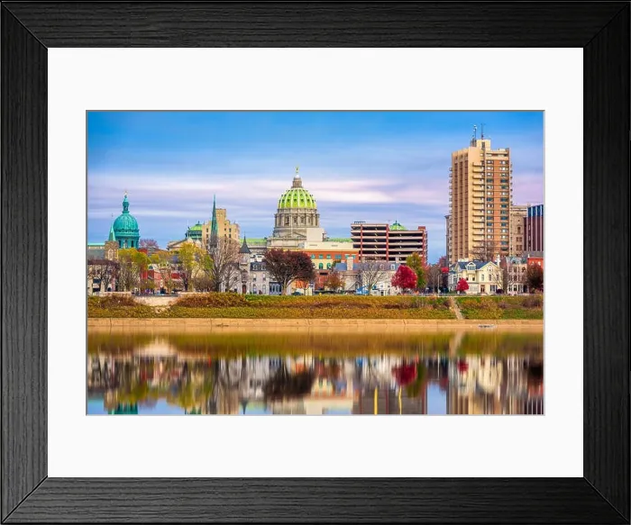 Framed Print : Harrisburg, Pennsylvania, USA downtown city skyline on the Susquehanna River Framed Print : Harrisburg, Pennsylvania, USA downtown city skyline on the Susquehanna River