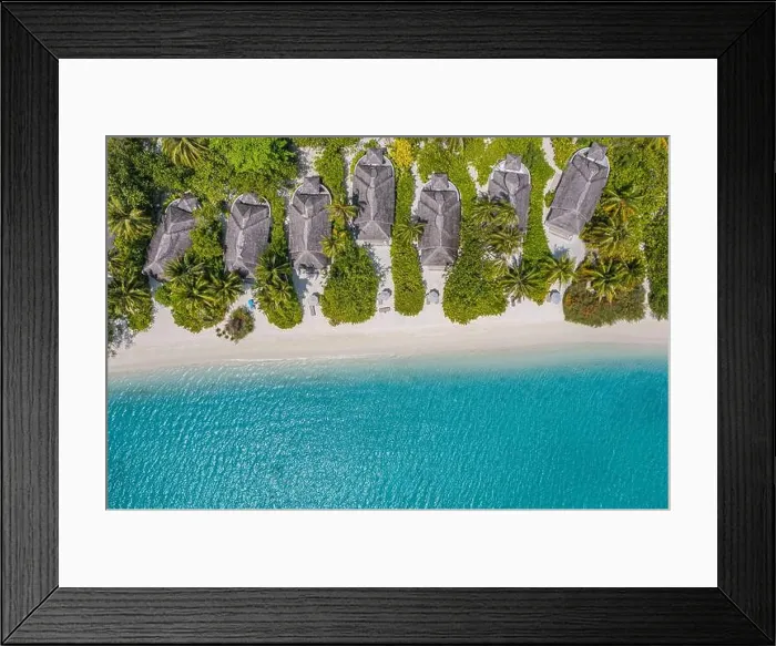 Framed Print : Beautiful atoll and island in Maldives from aerial view. Tranquil tropical landscape and seascape with palm trees on white sandy beach, amazing nature Framed Print : Beautiful atoll and island in Maldives from aerial view. Tranquil tropical landscape and seascape with palm trees on white sandy beach, amazing nature
